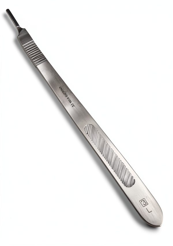 Scalpel Handle #3L Long Stainless Steel with Slight Bent WSI-3