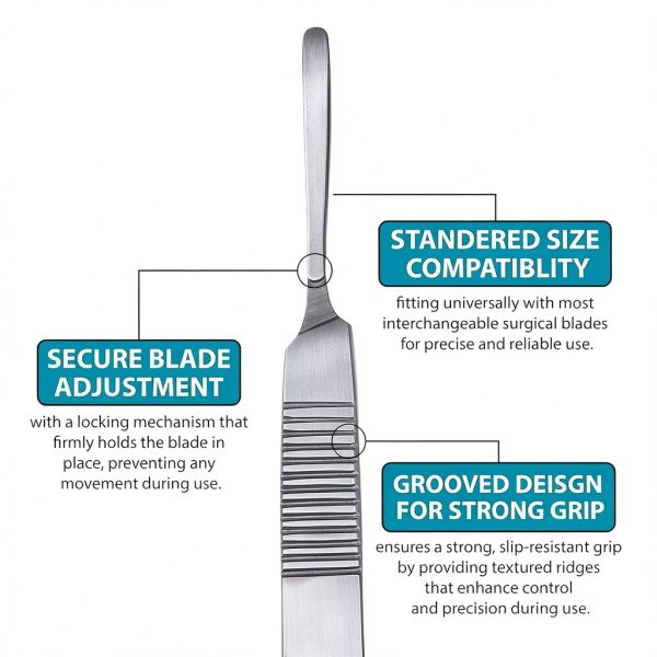 German Stainless Steel Scalpel Handle by Medikrebs with Ruler Markings-1