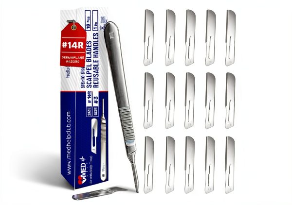 Surgical Blades Pack of 15 #14R with MedHelp Stainless Steel Handle-0