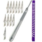 Scalpel Blades #11 & Handle #3 MyMed Steel Dermaplane Razor 15 Pack-0