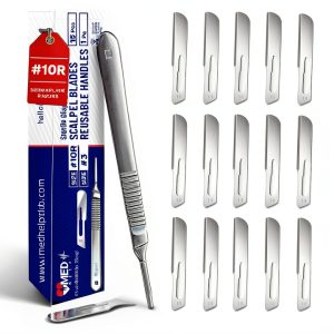 Dermaplaning Blades MedHelp 10R Scalpels Stainless Steel Handle 15-0